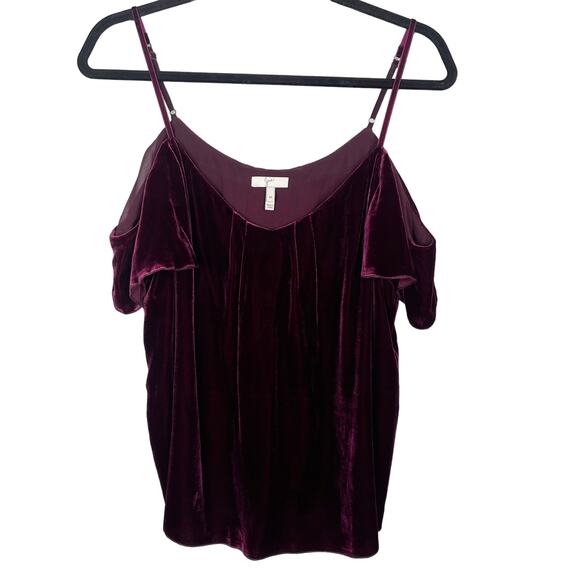 Joie Medium M Red Adorlee Cold Shoulder Velvet Flutter Sleeve Top Short Sleeve - Picture 1 of 7